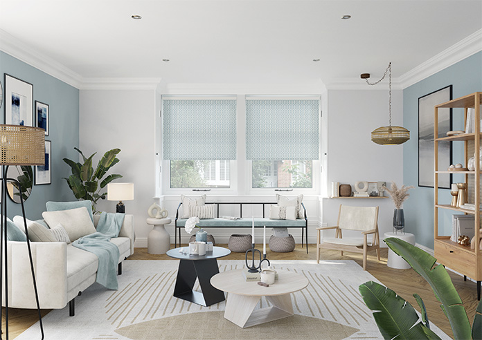 Geometric Tiles, Icelandic Blue - Roller Blind - Image 8